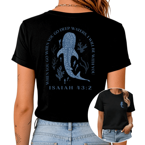 Black S-5XL Classical Whale Shark Marine Print Tshirt Graphic Tees Shirts Inspirational Tops