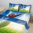 thumbnail image 2 of Ambesonne Sports Fitted & Top Sheet Set with Shams, Golf Club and Ball, Green Blue, 2 of 8