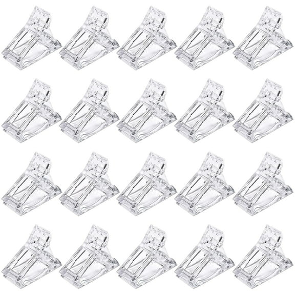 Emlimny 20 Pcs Building Nail Tips Clip,Reusable Nail Forms Clips Lightweight Durable Finger Clamps Transparent Nail Tips Extension Stickers for Gel & Acrylic Nails DIY Manicure Art Tool Kit