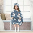 thumbnail image 7 of FORMRS Wearable Blanket Hoodie with Sleeves for Kids Cozy Flannel Sweatshirt, Blue Christmas Snowman Pattern, 7 of 7