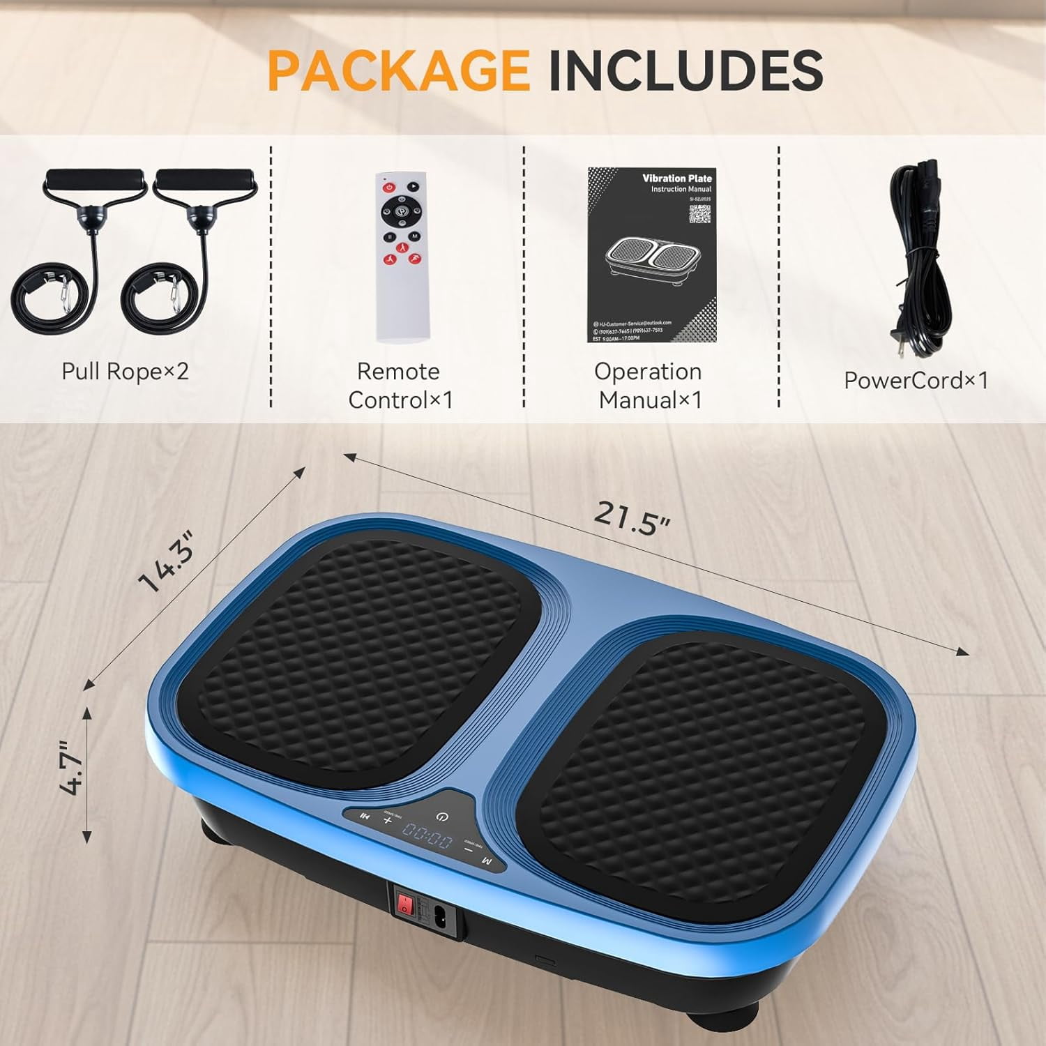 VANECL Vibration Plate Exercise Machine, 120-Level Full Body Workout Vibration Plate for Lymphatic Drainage & Weight Loss, with Remote & LED Touch Screen, 330 lbs Capacity, Men Women Universal, blue