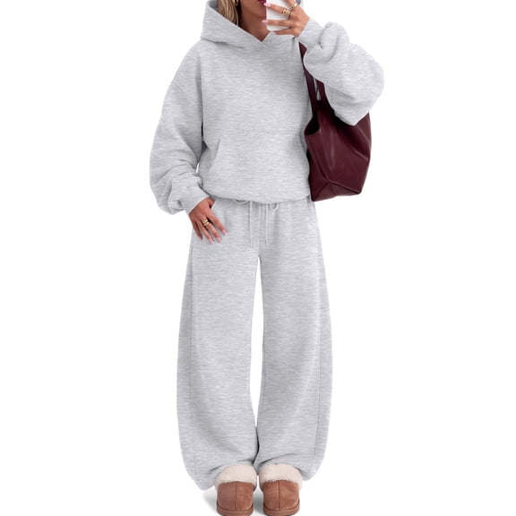 SUNBS 2 Piece Outfit for Women Lounge Sets Oversized Hoodie Wide Leg Pants Casual Fall Loungewear Sweatsuit