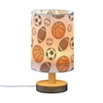 thumbnail image 2 of Basketball Football Baseball Bedside Table Lamp LED Warm Lights with USB Charging Port Retro Cylinder Desk Lamps, 2 of 7