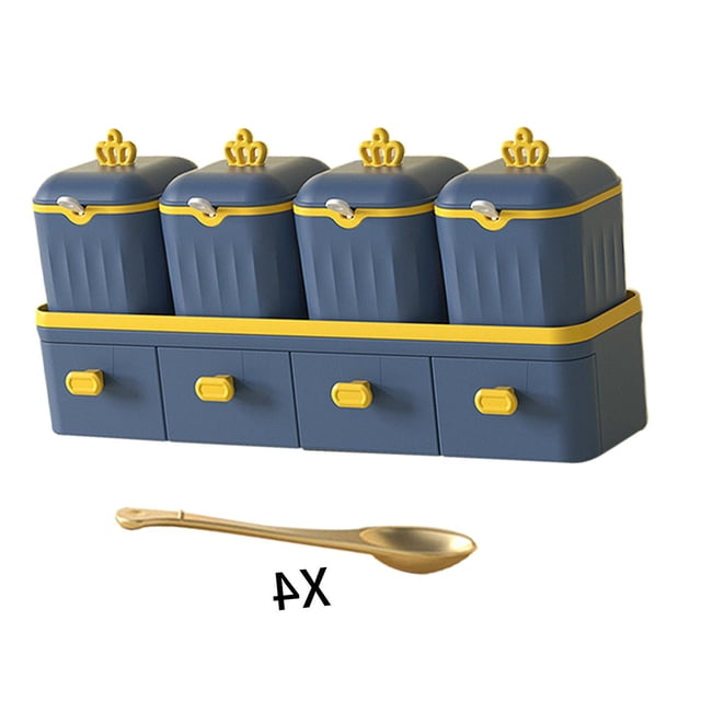 Mesa de doble capa, contenedor de caja para dispensadores especias, tarro dimento duradero desmontable resistente, ahorro de Azul Baoblaze Tarro de especias de cerámica