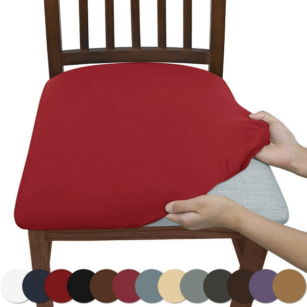 Nvzi Fundas de asiento impermeables para comedor, fundas protectoras elásticas, extraíbles y lavables para sillas de cocina (4 piezas, rojo)