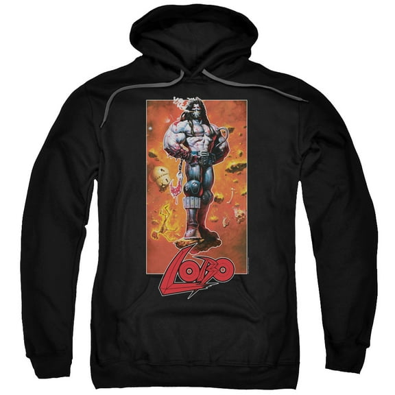 JLA Justice League Lobo Pose Adult Pullover Hoodie Sweatshirt Black