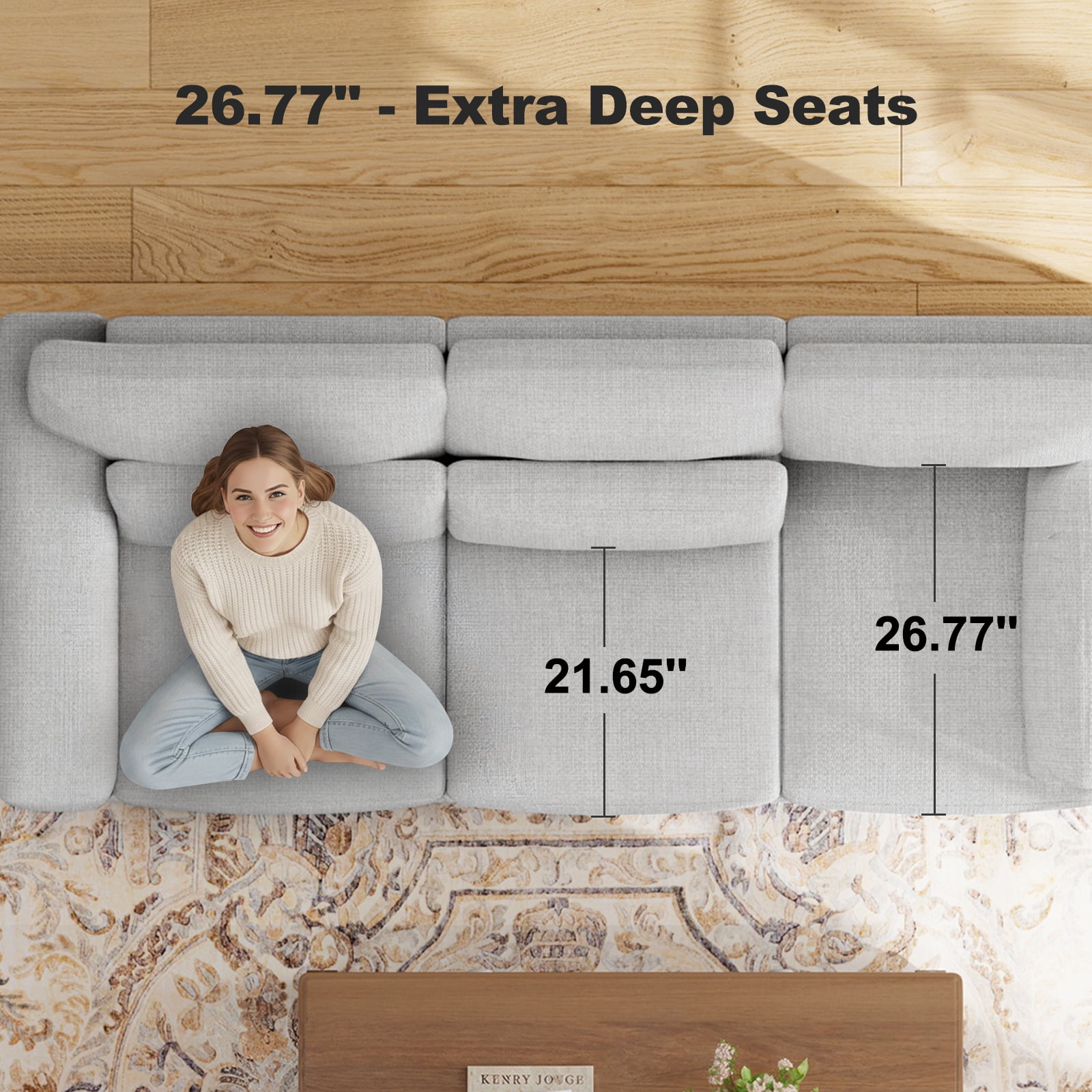 CHITOOMA 40" Oversized Accent Chair, Upholstered Armchair with Pillow and Removable Linen Cover, Deep Seat Sofa Chair with Wide Armrests for Living Room, Bedroom, or Office, Gray