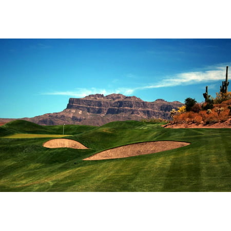 Golf Course at Foot of Mountain Range Scottsdale Arizona Print Wall