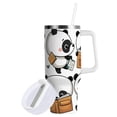 thumbnail image 2 of Ryvnso 30 oz Tumbler with Handle and Straw Cute Pandas Reading Insulated Stainless Steel Travel Mug with Lid, 2 of 9