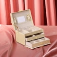 thumbnail image 7 of REGALWOVEN 3 Layer PU Leather Jewelry Box Organizer Storage with Mirror for Women Girl Birthday Gift Beige, 7 of 7