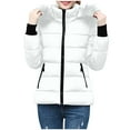 thumbnail image 4 of Dezsed Winter Coats for Women Clearance Women's Winter Tops Jacket with Hood Waist and To Overcome Outer Long Sleeve Coats White XL, 4 of 7