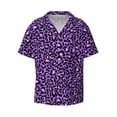 thumbnail image 4 of Uemuo Purple Leopard Pattern Cotton Linen Short Sleeve Shirts,Casual Lightweight Button Down Shirts,Vacation Beach Summer Tops-Medium, 4 of 7