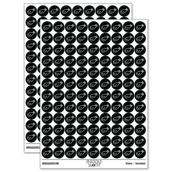 Kawaii Cute Shrimp Tempura Ebi 200  Round Stickers - Black - Gloss Finish - 0.50" Size