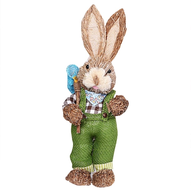 Pascua Simulación Conejo De Paja Conejito Encantador Exquisito Suministros De Decoración Navideña Para Niños Amigos Cateissary HA039433-01