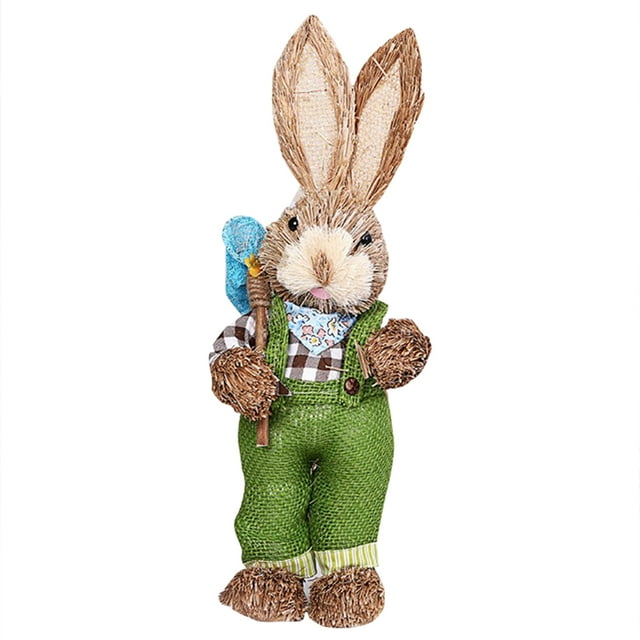 Pascua Simulación Conejo De Paja Conejito Encantador Exquisito Suministros De Decoración Navideña Para Niños Amigos Speravity HA039433-01