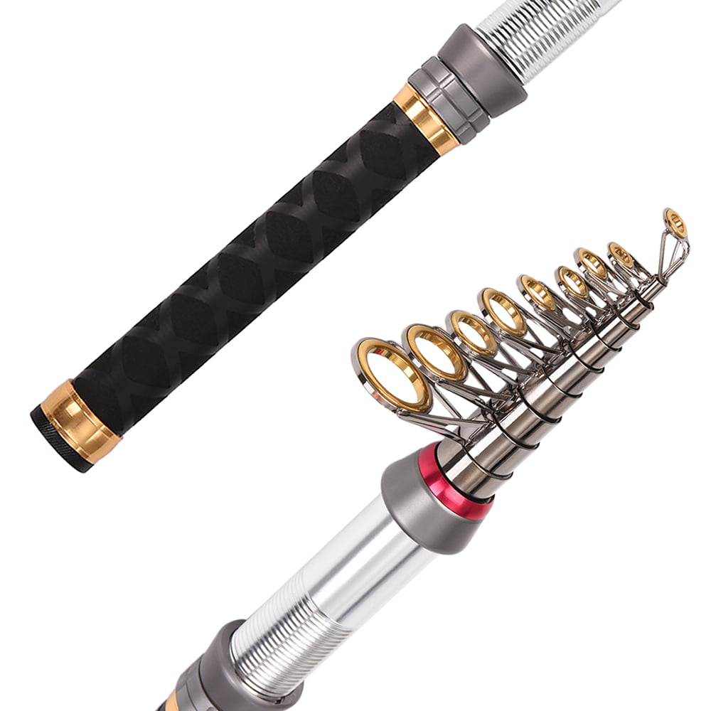 Travel 1.3-2.4m Carbon Fiber Spinning Telescopic Fishing Rod Pole Reel Set