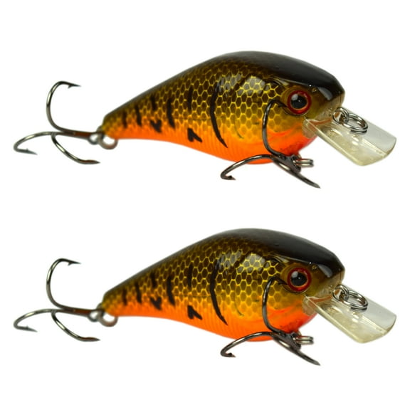 Tackle HD 2-Pack Square Bill Crankbait, 2.75" Lipped Rattle Crankbaits with Fishing Hooks, Top Water Fishing Lures for Crappie, Walleye, Perch, or Bass Fishing, Crawfish Orange Belly