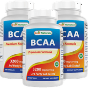 3 Pack Best Naturals BCAA 3200 mg per serving 200 Capsules | (Total 600 Capsules)