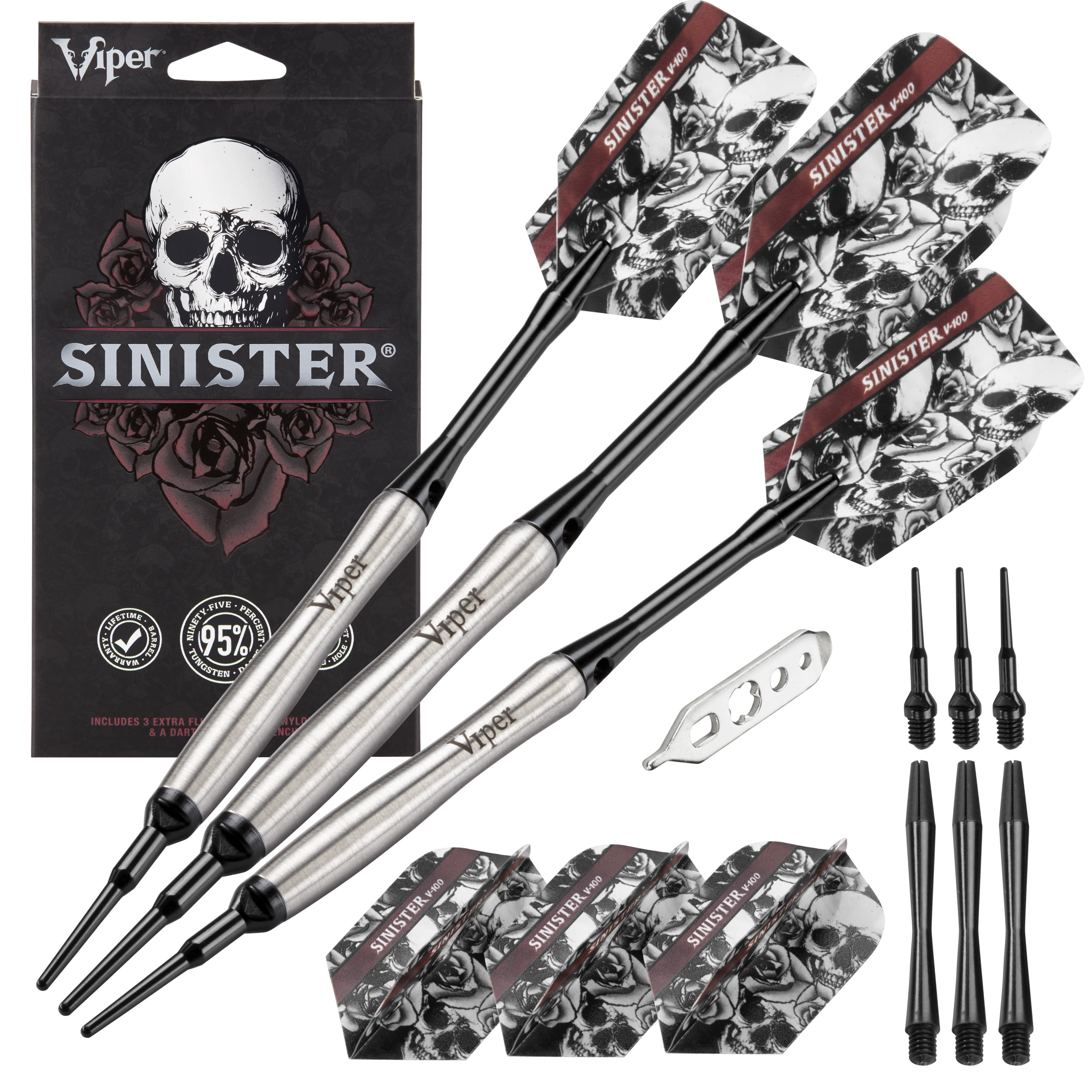Viper Sinister Tungsten Soft Tip Darts Tapered Barrel 18 Grams and Casemaster Realtree Hardwoods Deluxe Camouflage Dart Case
