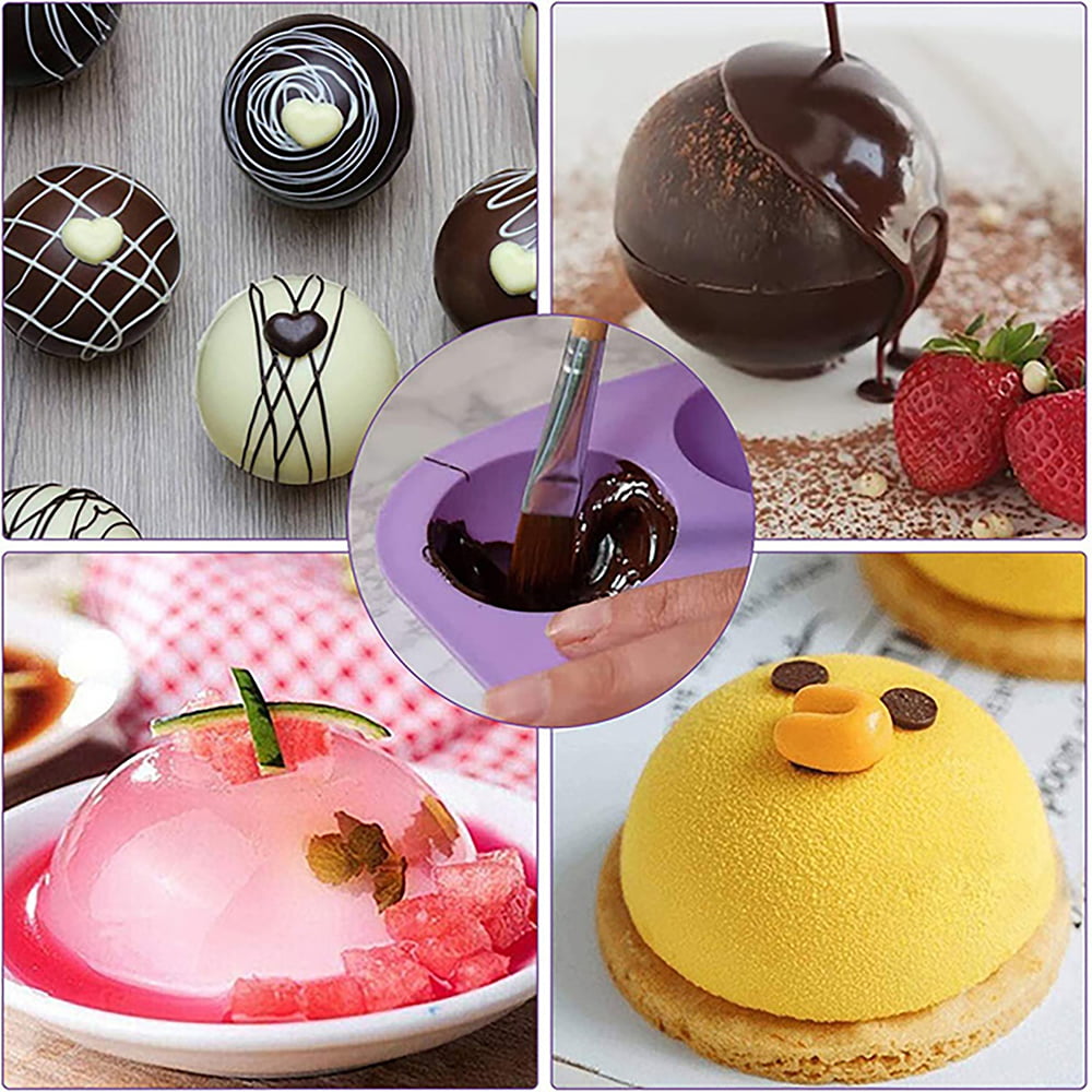 Dome Mousse Medium Semi Sphere Silicone Mold Wedding Cake Muffin Ice Cream Jelly 2pcs Brick red Cake 2/3/4 Packs 1/2/3/4 Colors Baking Mold for Making Hot Chocolate Bomb