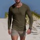 thumbnail image 1 of pstuiky manga larga para hombre, Camisa de capa base de ejercicio de manga larga para hombre, informal, con cuello redondo, bolsillos y botones, de colores sólidos Tops casuales para hombres m, 1 of 9