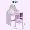 thumbnail image 3 of EDTara Lighted Vanity Set for Kids, Girls Dressing Table and Stool with LED Mirror, Drawer & Storage Shelves for Ages 3-9, 3 of 7