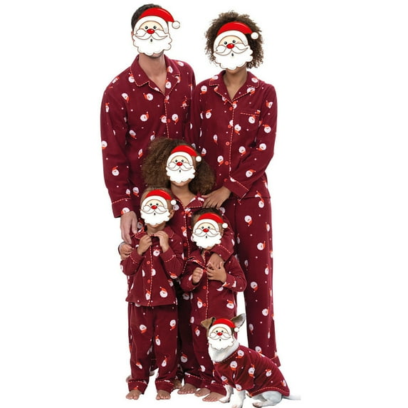 FOCUSNORM Christmas Family Matching Pajamas Long Sleeve Pj Set Festival Party Sleepwear with Button
