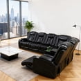 thumbnail image 6 of 3-Pcs Modern Leather Power Reclining Sectional Sofa Living Room Set with LED Light, Cup Holder & Storage Console, Black, 6 of 10