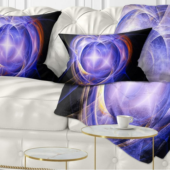 Designart Supernova Explosion Blue - Abstract Throw Pillow - 12x20