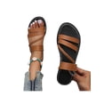 thumbnail image 1 of Daeful Women's Flat Sandals Open Toe Slides Beach Slip On Lightweight Sandal Brown 9, 1 of 5