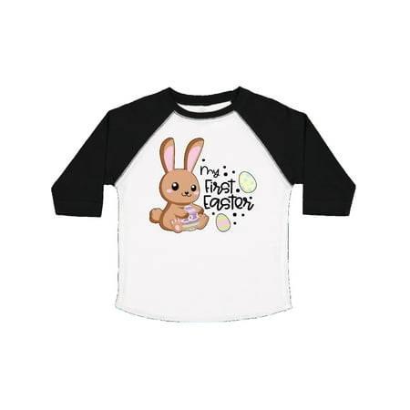 

Inktastic My 1st Easter with Brown Bunny and Easter Eggs Gift Toddler Boy or Toddler Girl T-Shirt