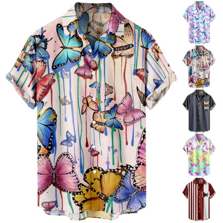 

Unisex Button Down Hawaiian Shirts Tropical Basic Clothes Sizes Kids-Adult Unisex