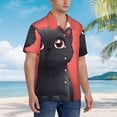 thumbnail image 3 of Balery Cute Black Kitten Cartoon Camisas hawaianas de manga corta para hombre, camisas playeras de corte holgado, camisas de vacaciones con botones,X-Large, 3 of 7