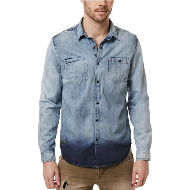 Buffalo David Bitton - Camisa de mezclilla lavada Sarel para hombre, azul, extragrande
