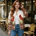 thumbnail image 2 of DISNIMO Northern Cardinal Printed Jackets for Women Floral Printed Sweatshirts Zip Up Outwear Long Sleeve Jackets for Fall Winter, L, 2 of 7