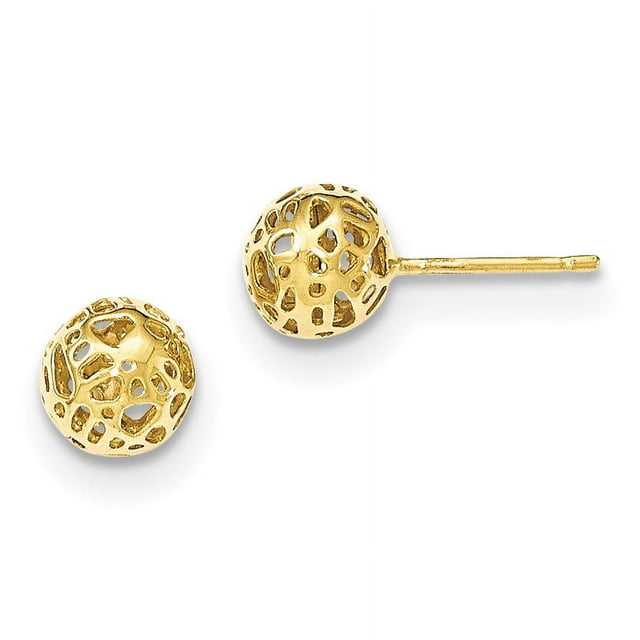 14K Yellow Gold Medium Fancy Ball Post Earrings
