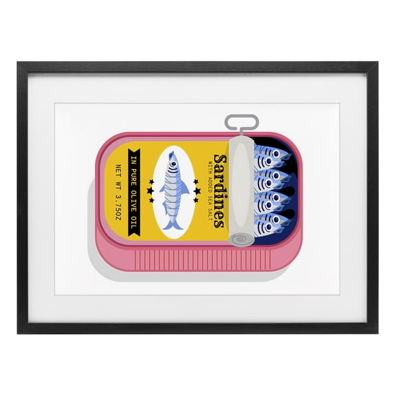Stupell Industries Retro Can of Sardines Black Framed Print Under Glass, design by Creative Studio