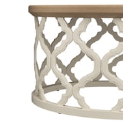 Bestco 30in Round French Country Coffee Table, Farmhouse Coffee Table, Distressed Wood Tray Top Vintage Coffee Table with Storage Shelf, Beige