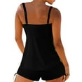 thumbnail image 2 of Women Summer Swimwear Padded Tank Tops Solid Drawstring Shorts, 2 of 7