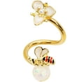 thumbnail image 3 of Body Candy Women 14G PVD Steel White Bee Flower Helix Lip Spiral Twister Belly Button Ring Navel Ring, 3 of 3