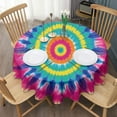 thumbnail image 3 of Colorful Rainbow Tie Dye Spiral Pattern Round Tablecloth 60"x60",Wrinkle Wipeable Table Cloth for Kitchen Dining Room Picnic Patio Party, 3 of 6