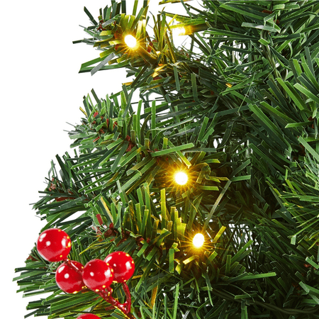 Topeakmart 3ft Prelit Tabletop Christmas Tree with 50 LED Warm Toned Lights Red Berries, Green