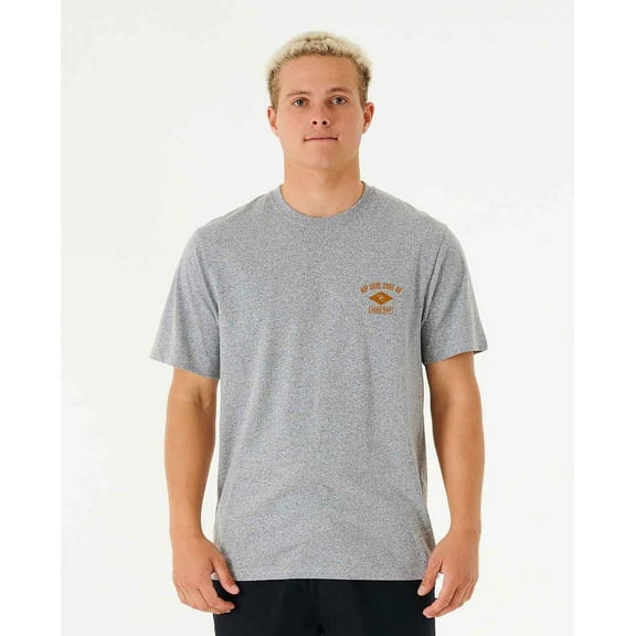 Rip Curl Men's GREY MARLE Ezzy Embroidery Logo Short Sleeve Tee, M