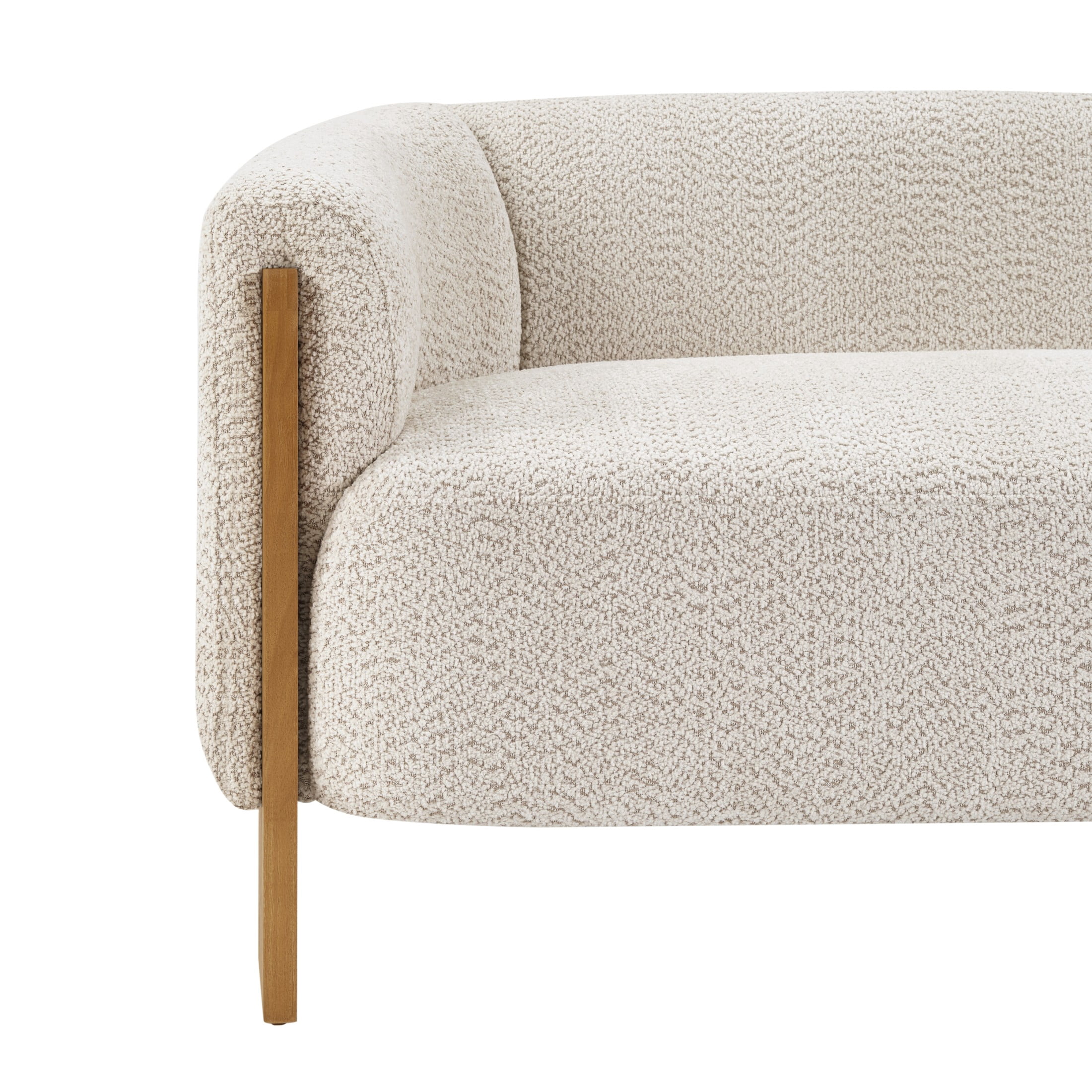 Christopher Knight Home Curved Boucle Loveseat, 2-Seater Sofa with Rubberwood Legs, Foam Cushion, Almond