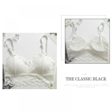 

Newway Womens Lace Bra Backless Bralette Wireless Soft Brassiere Lingerie White