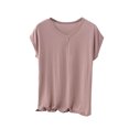 thumbnail image 2 of Fengqque Womens Basic T Shirts Summer Tops Modal Tshirts for Women V Neck Short Sleeve Casual Basic Loose Tops Women's Tops Khaki XL(XL), 2 of 6