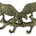 thumbnail image 6 of Cast Iron Rustic Gold American Patriotic Bald Eagle 3-Peg Coat Keys Wall Hooks, 6 of 9