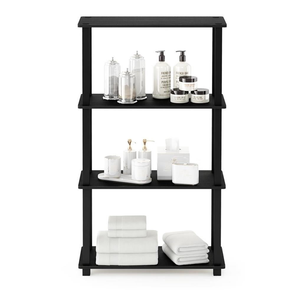 Furinno Turn-S-Tube 4-Tier Multipurpose Shelf Display Rack with Square Tube, Americano/Black