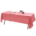 thumbnail image 1 of Gymax 10 Pcs Nappe Rectangulaire en Polyester 60"x126 Pouces Rouge & Blanc à Carreaux pour Fête, 1 of 10