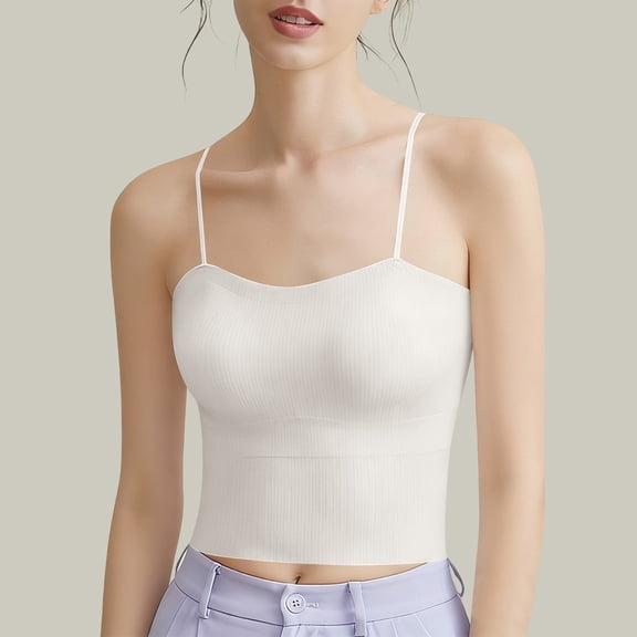 Ounisa Tank Tops With Built In Bras For Women Shelf Bra Crop Top Camisole Undershirts Vest Spaghetti Strap Cami